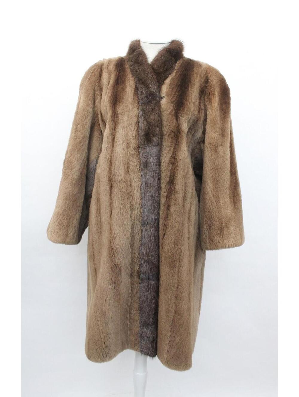 Excellent Brown Sheared Raccoon Muskrat Fur Coat Jacket Women Woman Sz 10 Medium